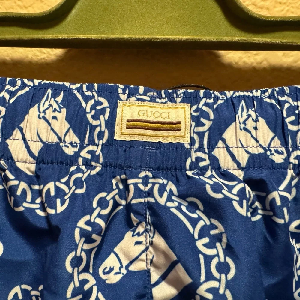 New Gucci GG Logo Equestrian Print Swim Shorts Size 54 / US XL / Waist 36 - 40
